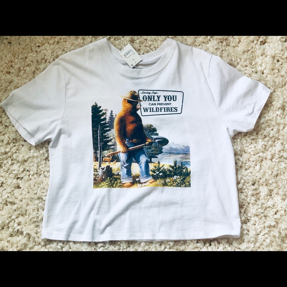 Mighty Fine “Smokey The Bear” Crop T-Shirt
